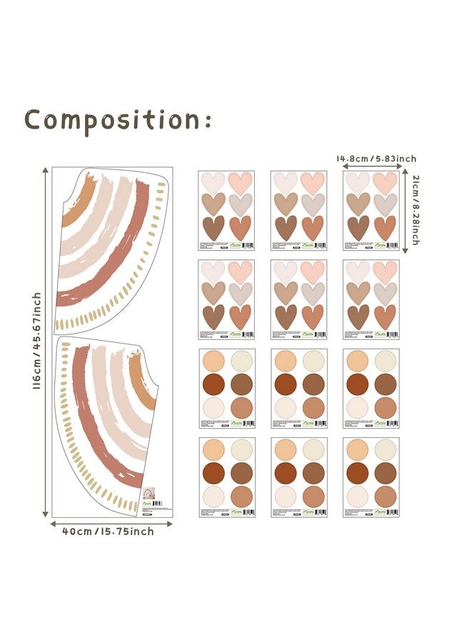 funlife Large Boho Rainbow Wall Decals Peel and Stick, Self Adhesive Boho Polka Dot Wall Decal Hearts Wall Sticker for Girls Bedroom Decor, Kids Nursery Room - Image 2