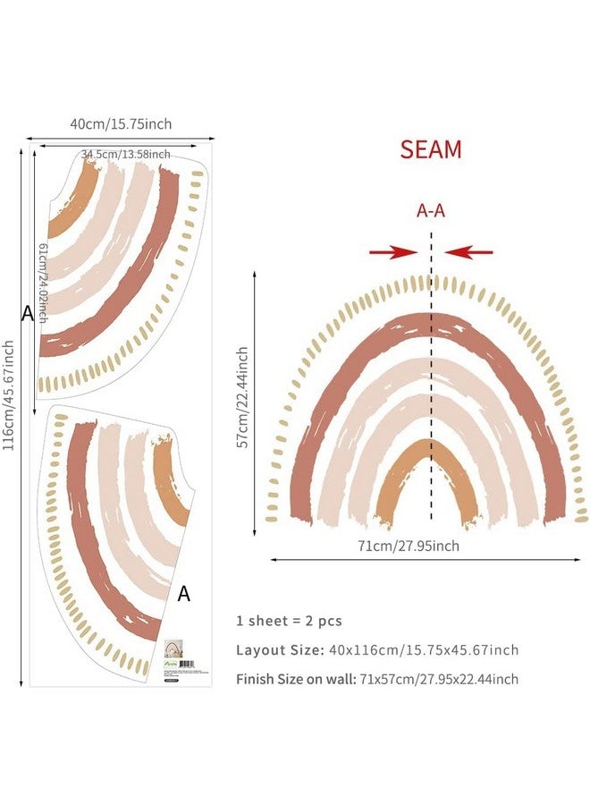 funlife Large Boho Rainbow Wall Decals Peel and Stick, Self Adhesive Boho Polka Dot Wall Decal Hearts Wall Sticker for Girls Bedroom Decor, Kids Nursery Room - Image 3
