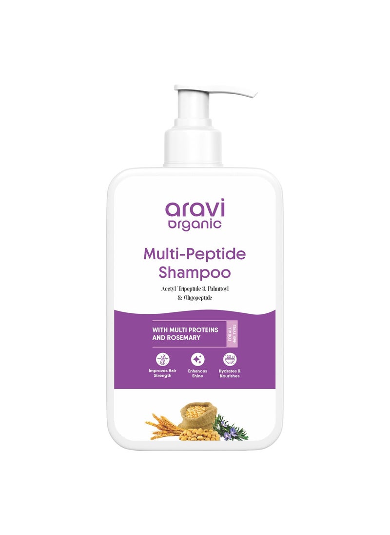 Aravi Organic Multi Peptide Hairfall Shampoo - Acetyl Tripeptide 3, Palmitoyl, Oligopeptide & Rosemary - 6.7 FL Oz / 200 ml 