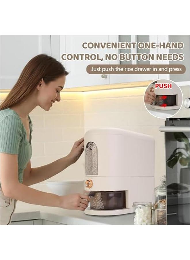 TRASSLE Rice Dispenser,Large Rice Container with Measuring Cup,Moisture Proof Cereal Dispenser Storage with Time Scale,Dry Food Dispenser,Kitchen Organization Home Pantry Rice Corn  - Image 2