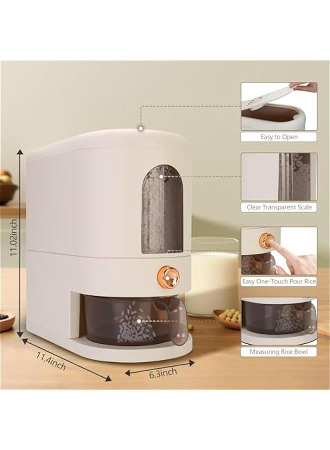 TRASSLE Rice Dispenser,Large Rice Container with Measuring Cup,Moisture Proof Cereal Dispenser Storage with Time Scale,Dry Food Dispenser,Kitchen Organization Home Pantry Rice Corn  - Image 3
