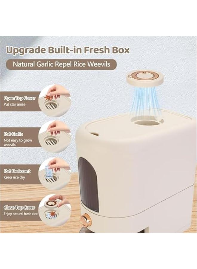 TRASSLE Rice Dispenser,Large Rice Container with Measuring Cup,Moisture Proof Cereal Dispenser Storage with Time Scale,Dry Food Dispenser,Kitchen Organization Home Pantry Rice Corn  - Image 4