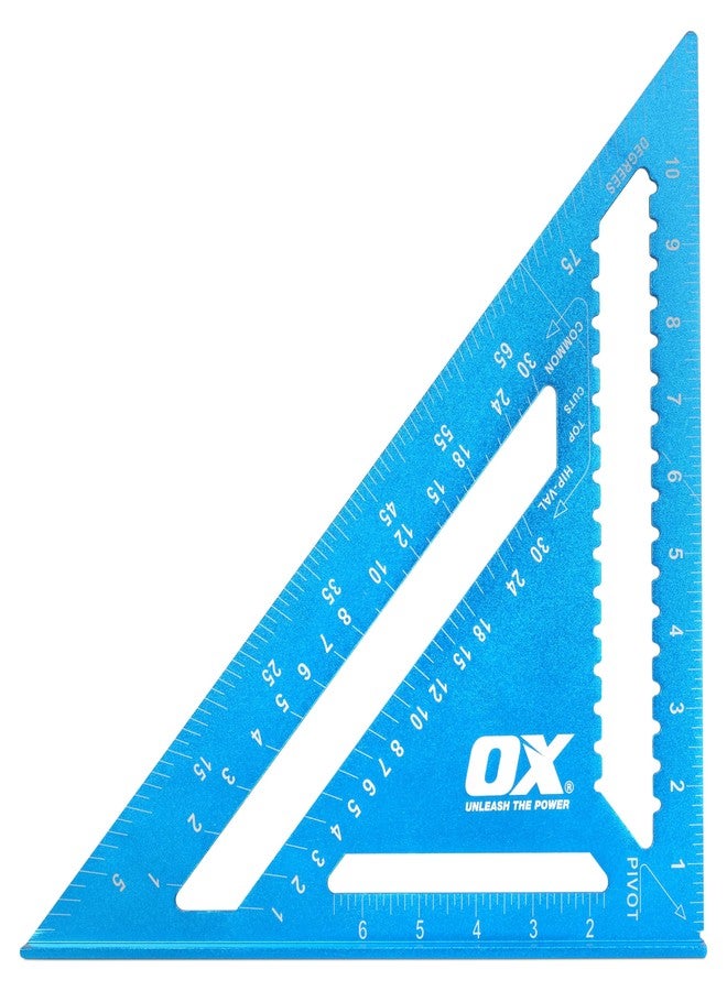 OX Tools Pro Rafter Square 12 Inch/300mm, Carpenters Layout Square, Heavy Duty Aluminum Alloy, Precision, High Visibilty Lazer Etched Markings - Image 1