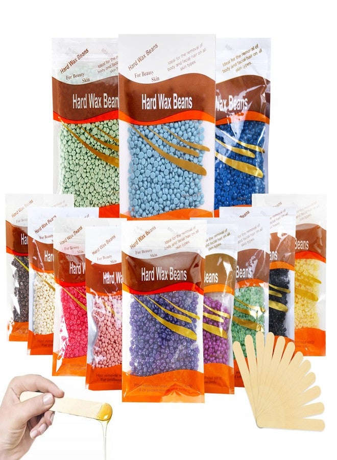 WENJLYJ 12PCS Hard Wax Beads for Hair Removal,Hair Removal Wax Beads for Face and body,At Home Waxing Bead with Sticks,Waxing Kit for All Skin Types - Image 1