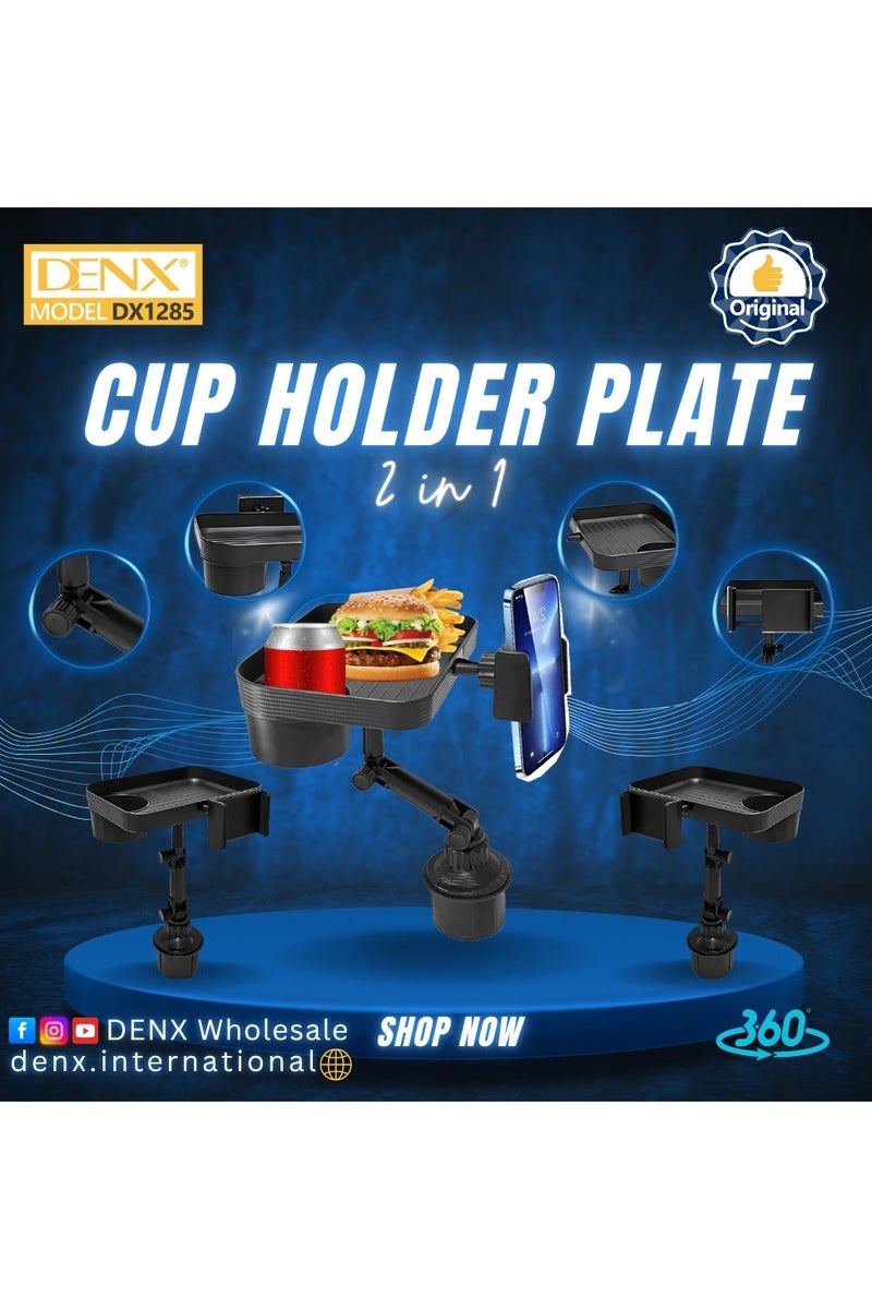 دينكس حامل أكواب مزدوج متعدد الوظائف 2 في 1 للسيارة، حامل أكواب للسيارة قابل للدوران 360 درجة، مناسب لمعظم السيارات وزجاجات المشروبات والقهوة والوجبات الخفيفة - Image 2