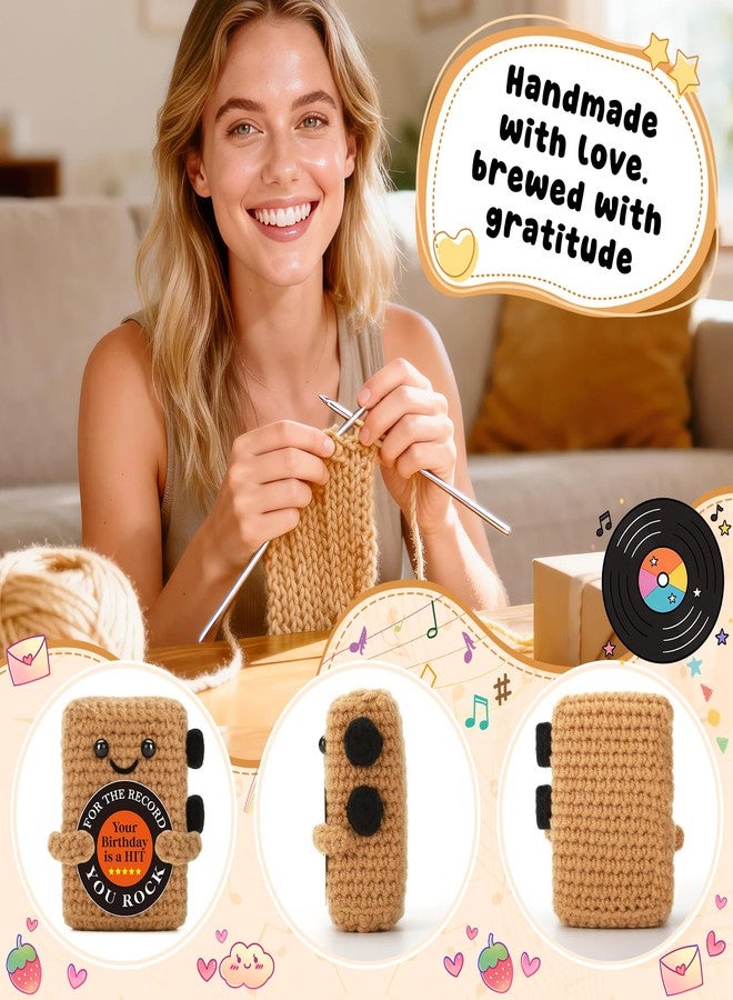 WELLBANEE Birthday Teacher Graduation Gifts for Men Women, Handmade Crochet Vinyl Record Player Decor, You are the Best Gift for Son Daughter, Music Lover Gift for Father Friends Coworkers - Image 3