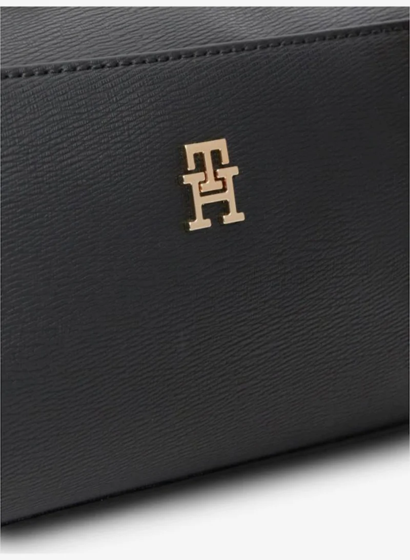 Tommy Hilfiger Black Monogram Textured Shoulder Bag for Women | Best Price UAE