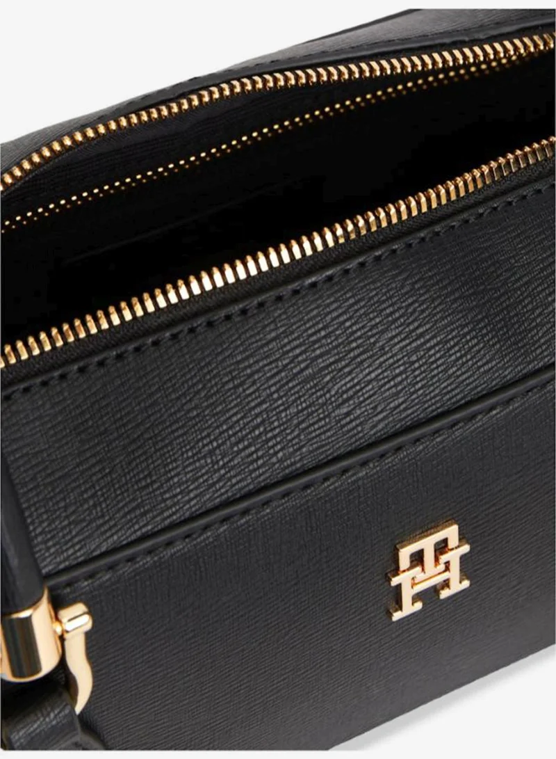 Tommy Hilfiger Black Monogram Textured Shoulder Bag for Women | Best Price UAE