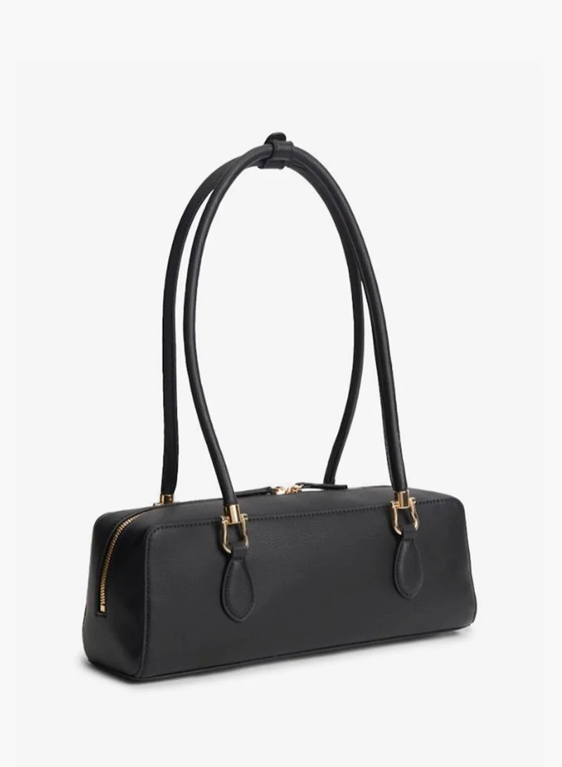 Tommy Hilfiger Black Monogram Textured Shoulder Bag for Women | Best Price UAE
