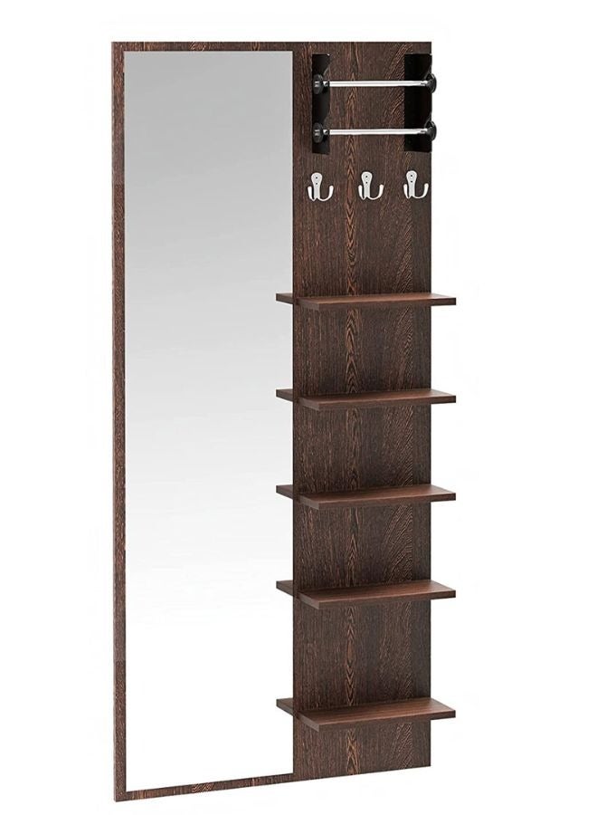 KARNAK Karnak Freddie Engineered Wood Wall Mount Dressing Table Mirror with Shelves Brown Color 