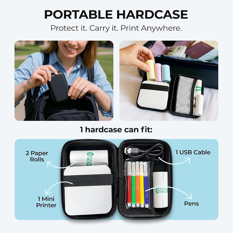 AgoDeo Mini Printer Gift Set - 300 DPI HD Quality - Instant PrintPod - Inkless Portable Thermal Sticker Printer, Bluetooth Label Maker, Mini Photo Maker, Pocket Sticker Maker for Study Notes - Image 2