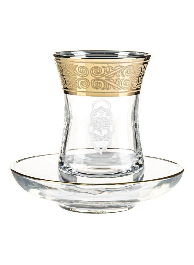 BYART Tea set of 12 pieces, 6 cups and 6 saucers, made of glass, made in Turkey - Image 3