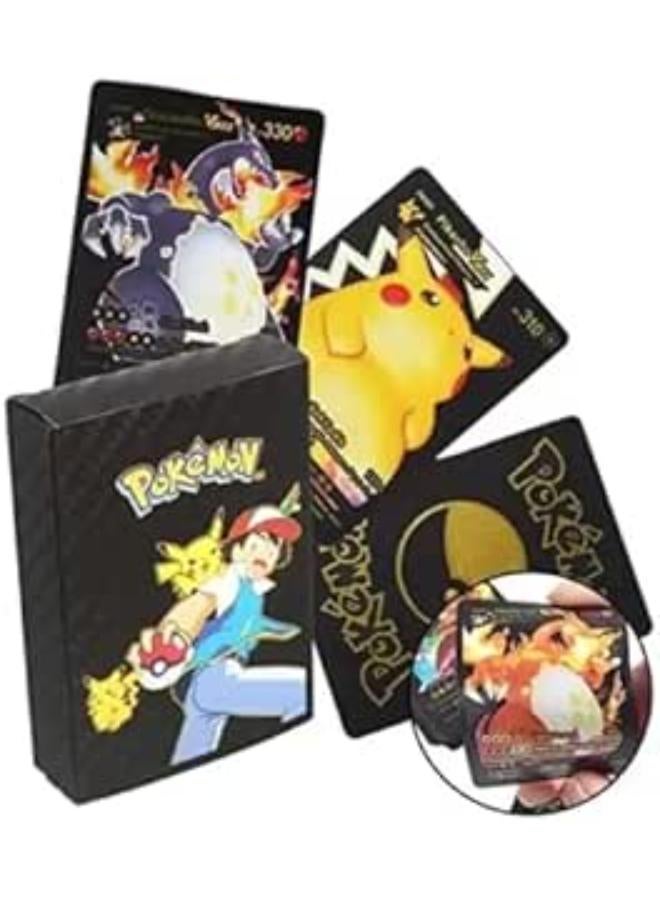 25 Pcs Pokemonn Cards Assorted Black Foil Cards Series Cards Vmax GX Black Rare Cards