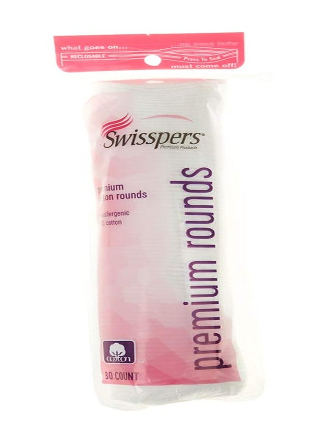 Swisspers Premium 100% Natural Cotton Rounds, Hypoallergenic, Reclosable Bags, 80-Count Bag - Image 1
