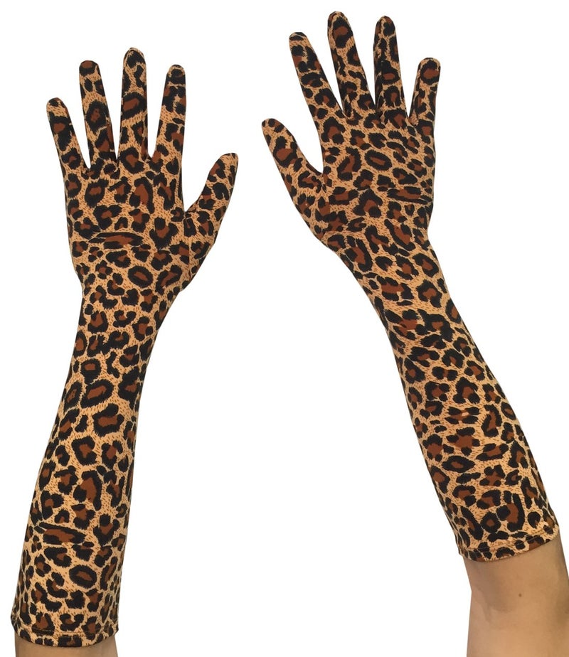 Seeksmile Adult Spandex Elbow Length Costume Gloves (Free Size, Leopard) - Image 2