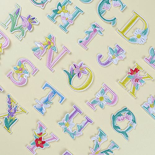 MISDONR Iron On Letter Patches, 2 Sets (52 Pieces) A-Z Flower Embroidery Alphabet Patches for Clothing Backpacks Hats Shirts - Image 3
