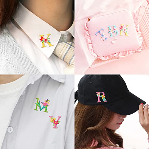 MISDONR Iron On Letter Patches, 2 Sets (52 Pieces) A-Z Flower Embroidery Alphabet Patches for Clothing Backpacks Hats Shirts - Image 4