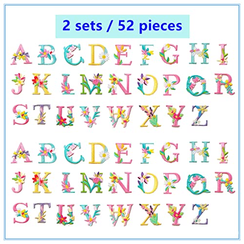 MISDONR Iron On Letter Patches, 2 Sets (52 Pieces) A-Z Flower Embroidery Alphabet Patches for Clothing Backpacks Hats Shirts - Image 2