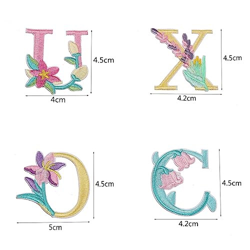 MISDONR Iron On Letter Patches, 2 Sets (52 Pieces) A-Z Flower Embroidery Alphabet Patches for Clothing Backpacks Hats Shirts - Image 5