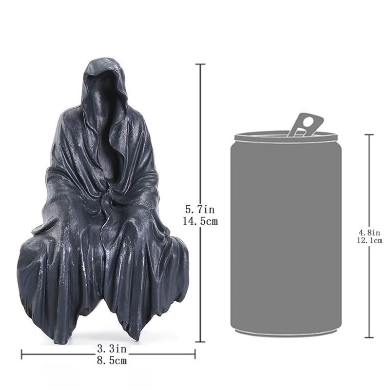 Joogour Tabletop Gothic Decor Mysterious Grim Reaper Statue - Gothic Spooky Decor for Garden or Bookshelf - 5.9 inch Resin Figurine - Goth Bookshelf Decor. - Image 4