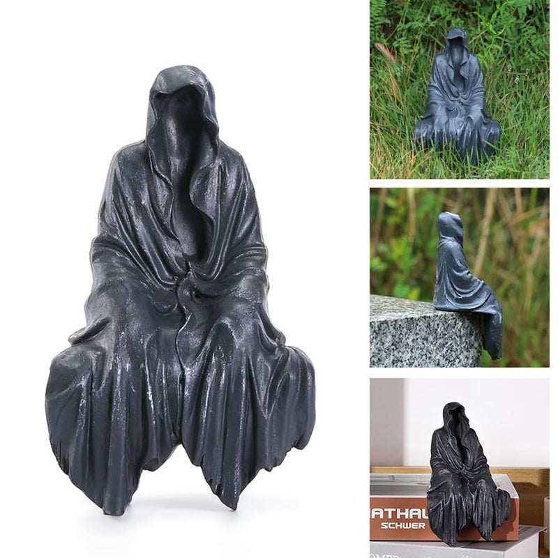 Joogour Tabletop Gothic Decor Mysterious Grim Reaper Statue - Gothic Spooky Decor for Garden or Bookshelf - 5.9 inch Resin Figurine - Goth Bookshelf Decor. - Image 5