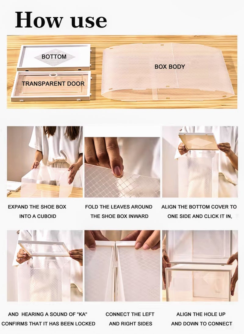 توشيونيكس طقم مكون من 3 صناديق تخزين أحذية شفافة بلاستيكية متعددة الاستخدامات والقابلة للتكديس مع باب شفاف منظم أحذية مقاوم للغبار للأحذية الرياضية والكعب العالي، مدخل المنزل تحت الخزانة درج بلاستيكي لغرف النوم خزانة رف عرض الأحذية للرجال والنساء. - Image 3