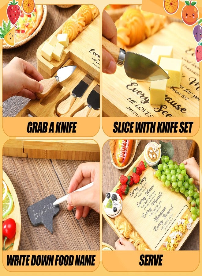 Maxdot Christmas Christian Engraved Charcuterie Board Gift Set Utensil Fruit Tray for Women Faith Every Day God Thinks of You Scripture Bible Verse Religious Amish Gifts Christmas Jesus Bible Present - Image 4
