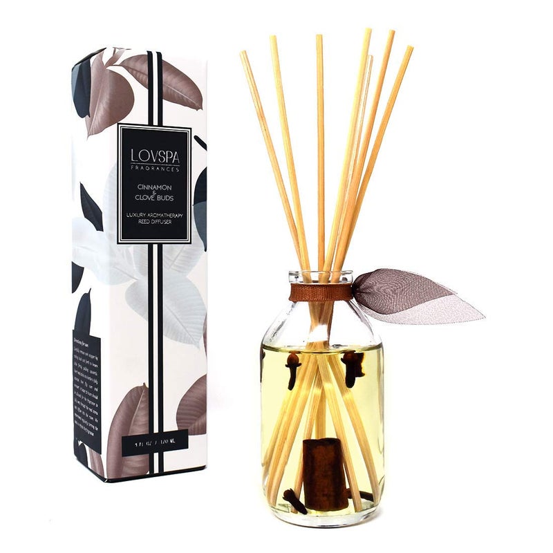 LOVSPA Reed Diffuser Set, Cinnamon & Clove Buds Scented Oil Diffuser with Sticks, Home Fragrance Accessories for Bathroom Shelf Decor, Aroma Diffusers for Home or Office Fall Decor, USA Made - Image 1