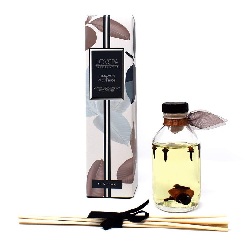 LOVSPA Reed Diffuser Set, Cinnamon & Clove Buds Scented Oil Diffuser with Sticks, Home Fragrance Accessories for Bathroom Shelf Decor, Aroma Diffusers for Home or Office Fall Decor, USA Made - Image 2