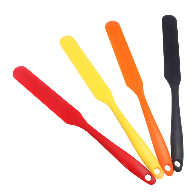 CATOSUM 4 Pcs Silicone Jar Spatulas, Non-Stick Heat Resistant Cake Cream Spatulas Set, 9.8 inch Cake Cream Butter Spatulas(4 colorsï¼‰ - Image 1