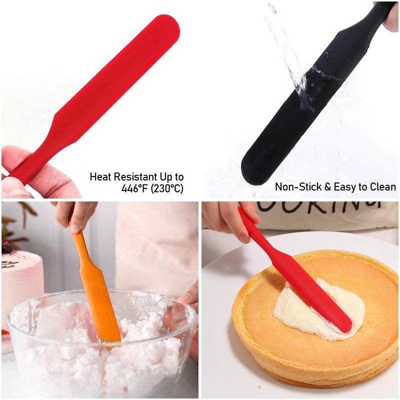 CATOSUM 4 Pcs Silicone Jar Spatulas, Non-Stick Heat Resistant Cake Cream Spatulas Set, 9.8 inch Cake Cream Butter Spatulas(4 colorsï¼‰ - Image 4