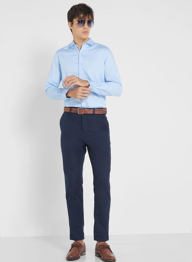 روبرت وود Men Blue Regular Fit Solid Casual Sustainable Shirt