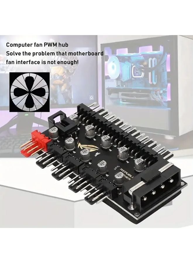 One Ten Fan Hub SATA Interface PC Case Controller For CPU Cooler Speed - Image 2