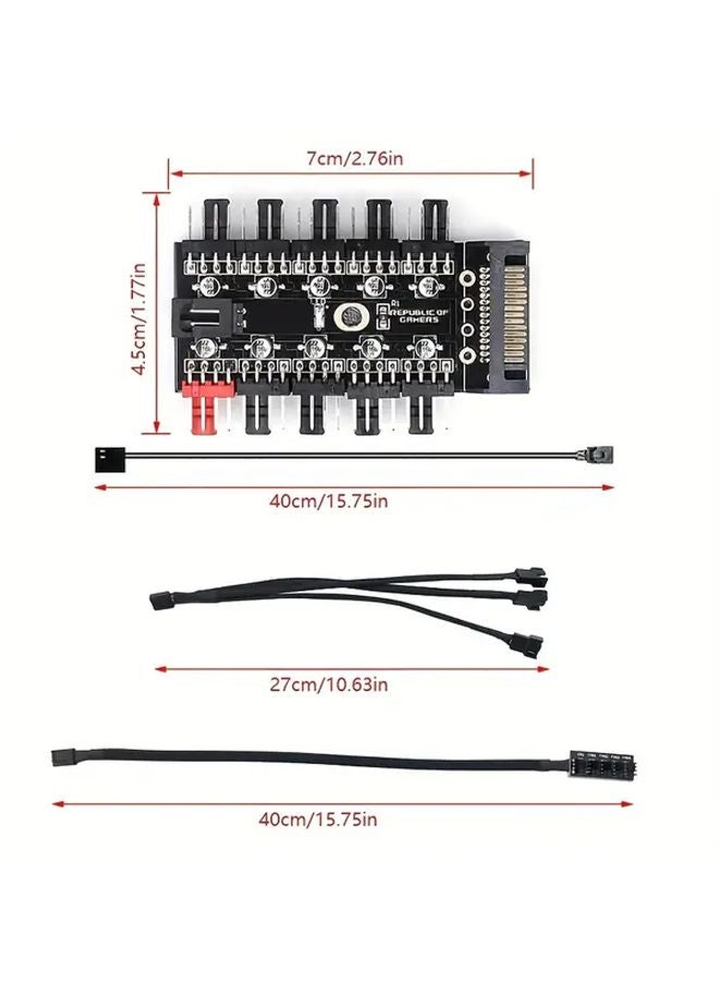 One Ten Fan Hub SATA Interface PC Case Controller For CPU Cooler Speed - Image 3