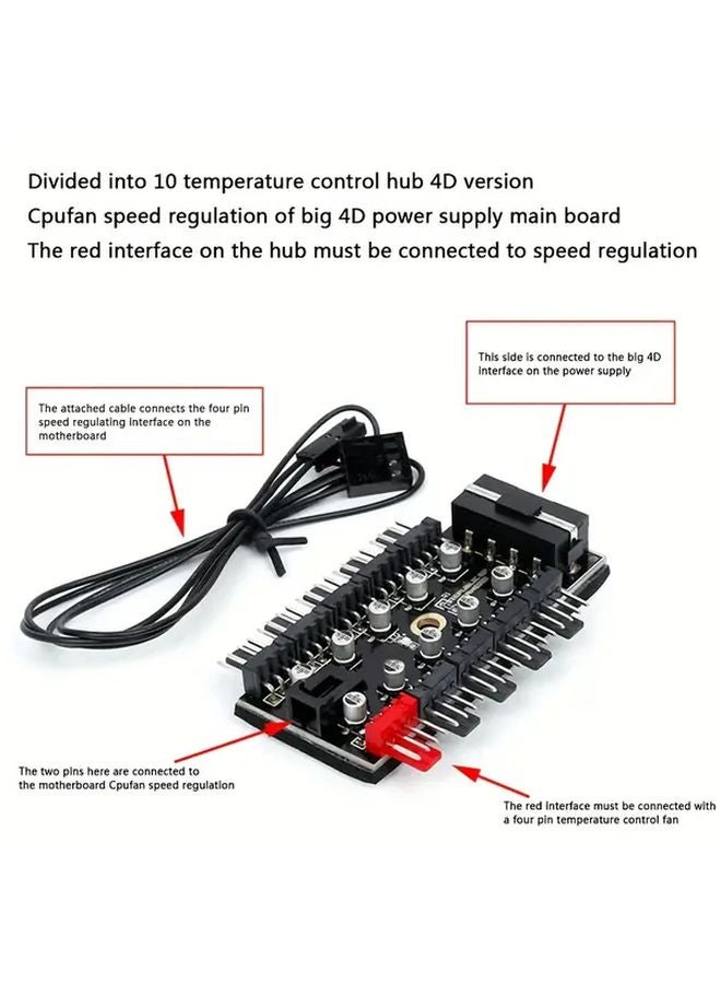 One Ten Fan Hub SATA Interface PC Case Controller For CPU Cooler Speed - Image 5
