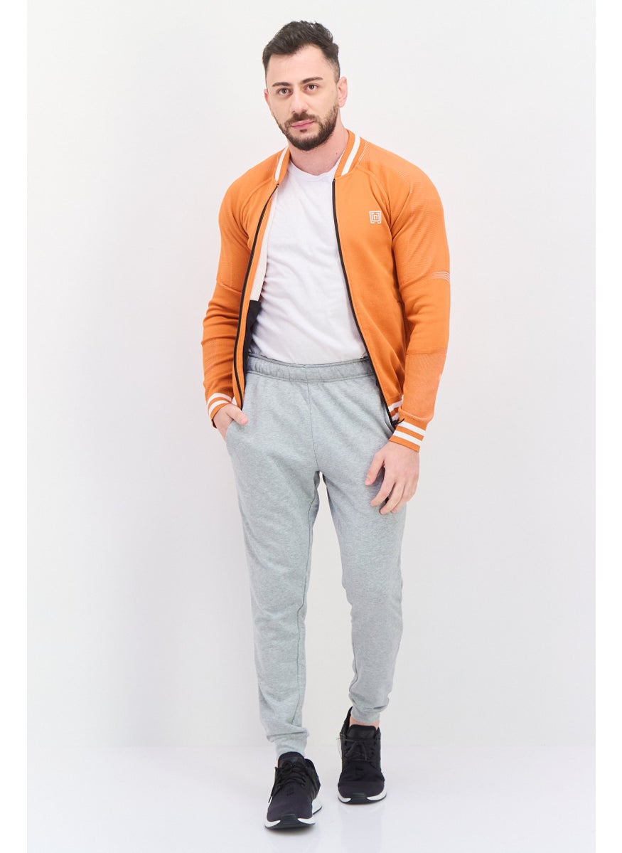 Free Soul Men Stand Collar Brand Logo Long Sleeves Sweatshirt, Orange  - Image 3