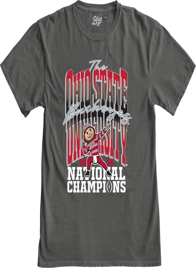 Blue 84 NCAA Officially Licensed Ohio State Buckeyes National Champs 2024 T-Shirt Dyed Black Front/Back, X-Large - Image 4
