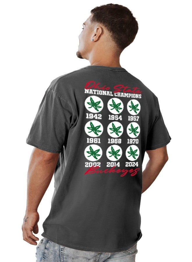Blue 84 NCAA Officially Licensed Ohio State Buckeyes National Champs 2024 T-Shirt Dyed Black Front/Back, X-Large - Image 3