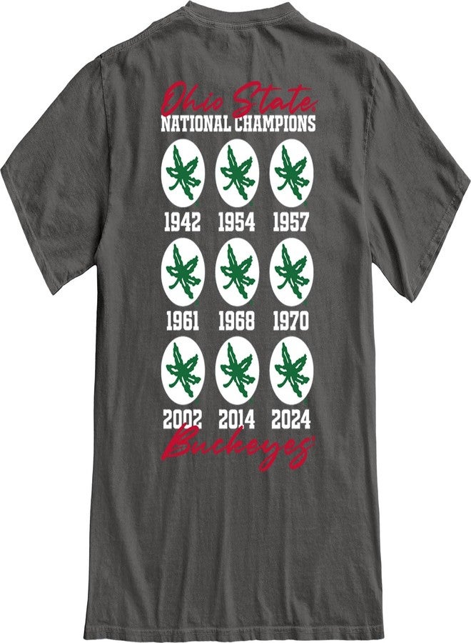 Blue 84 NCAA Officially Licensed Ohio State Buckeyes National Champs 2024 T-Shirt Dyed Black Front/Back, X-Large - Image 5