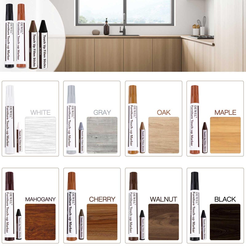 SEISSO Wood Furniture Repair Kit, 12 Colors Wood Fillers, Wood Putty with Beeswax, Furniture Touch Up Markers with Wood Crayons, Hardwood Floor Repair Kit for Stains, Scratch, Cracks, Hole - Image 5