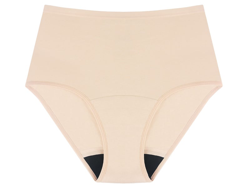AIRCUTE Washable Urinary Incontinence Potective Underwear for Women Leak Proof Absorbent Cotton Panties 60ML 1 Pack Beige Large