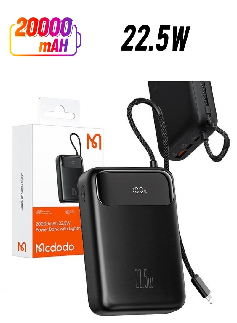 مكدودو باور بانك مع كابل إضاءة ماكدودو MC-3710 ديجيتال 20000 مللي أمبير 22.5 وات - Image 1