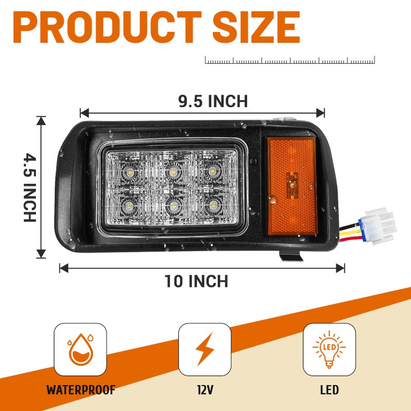 Drive-up Club Car DS LED Headlight Kit, 12V Factory Style LED Headlights with Adapter Wire for Club Car DS 1993-up Gas and Electric Golf Carts, OEM 101988001 - Image 2