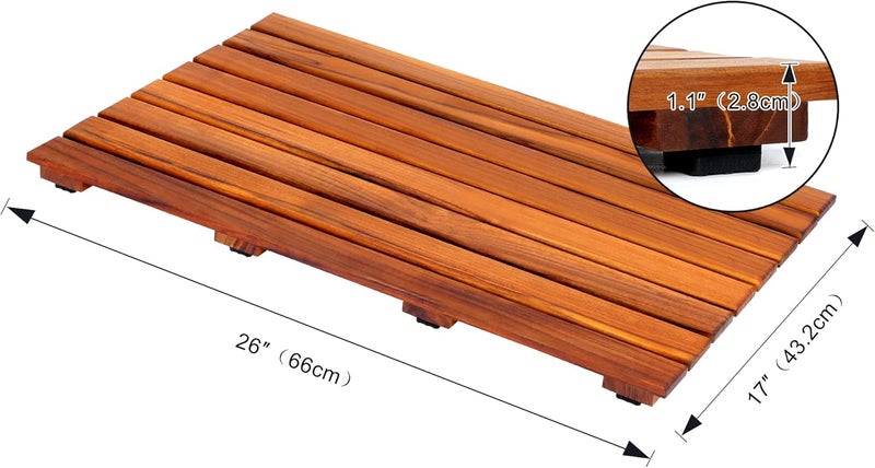 VaeFae All usage compatible Teak Shower Mat, Non-Slip Bath Mat, Luxury Spa Mat, Wooden Mat for Bathtub, 26 x 17 in Easy transit optimized build - Image 3