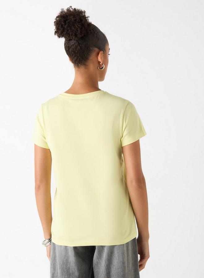 سبلاش فيڤ تيشيرت بياقة دائرية مزين بأكمام قصيرة - Image 3