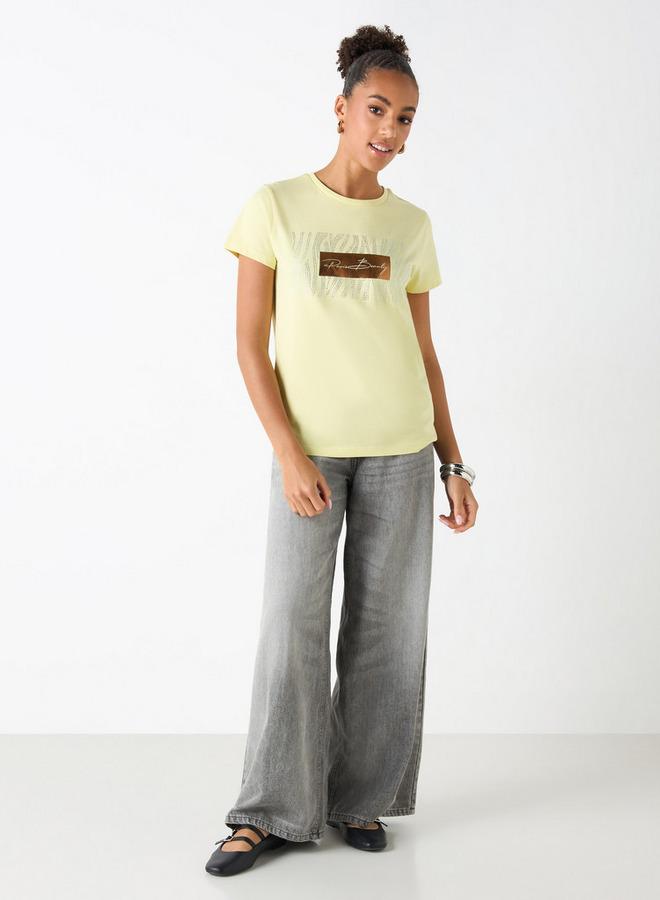 سبلاش فيڤ تيشيرت بياقة دائرية مزين بأكمام قصيرة - Image 2