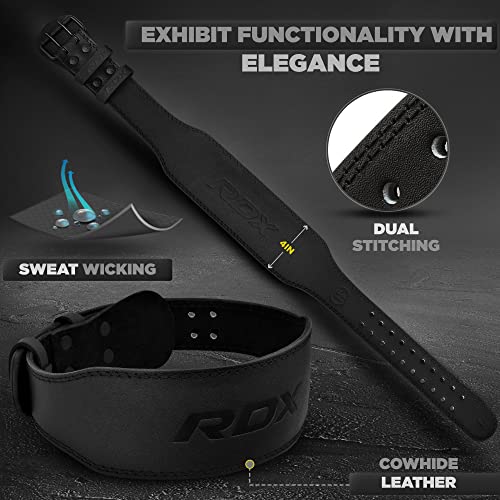 RDX Weight Lifting Belt Gym Fitness, Cowhide Leather, 4” 6” Padded Lumbar Back Support, 10 Adjustable Holes, Weightlifting Powerlifting Bodybuilding Deadlift Squat Workout Strength Training, Men Women - Image 5