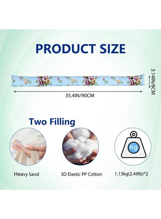 CERAYOU 2 Pack 36 Inch Under Door Blocker Door Draft Stopper, Bottom Blocker Weighted Gap Filler Saving Energy Sound Air Noise Light Stopper Canvas Cotton Cartoon Print 2.2Lb - Image 2