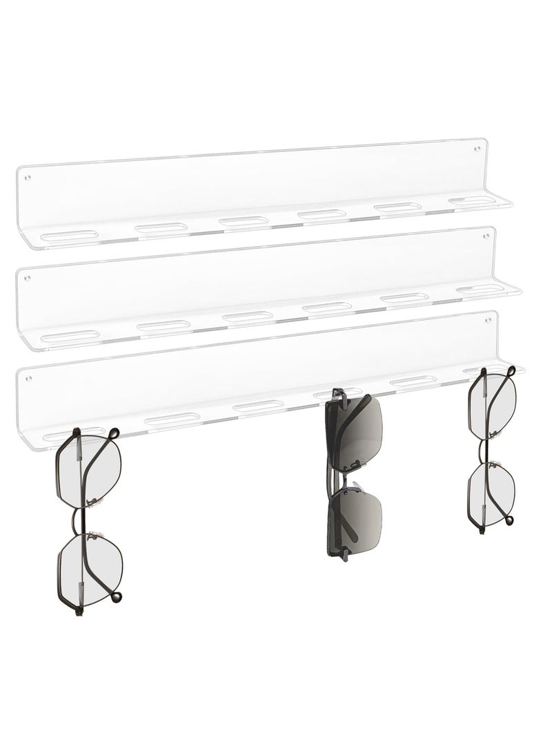 SYOSI منظم نظارات شمسية على الحائط، رف عرض نظارات أكريليك معلق، حامل تخزين نظارات متعددة لغرفة النوم ومدخل المنزل، منظم نظارات شمسية شفاف مثبت على الحائط بسعة 6 فتحات (حزمة من 3) - Image 1