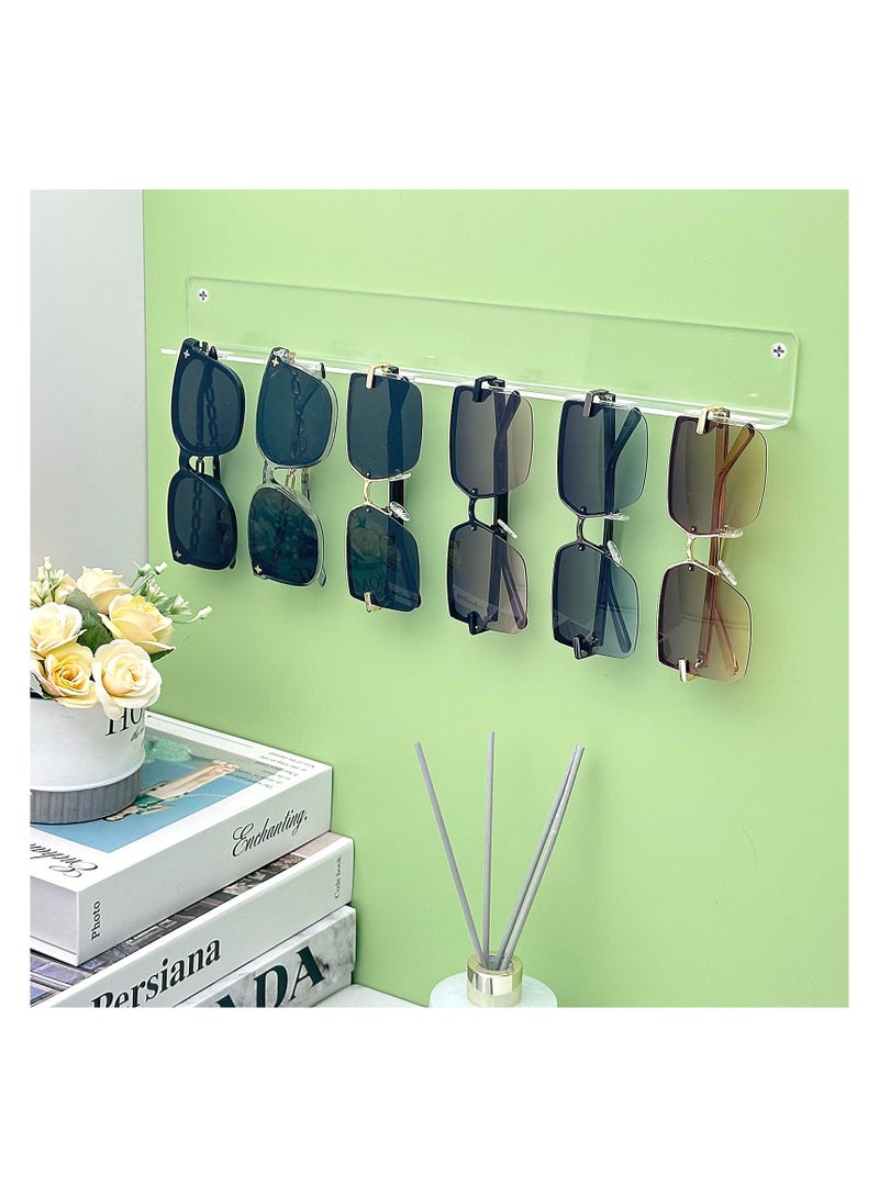 SYOSI منظم نظارات شمسية على الحائط، رف عرض نظارات أكريليك معلق، حامل تخزين نظارات متعددة لغرفة النوم ومدخل المنزل، منظم نظارات شمسية شفاف مثبت على الحائط بسعة 6 فتحات (حزمة من 3) - Image 2